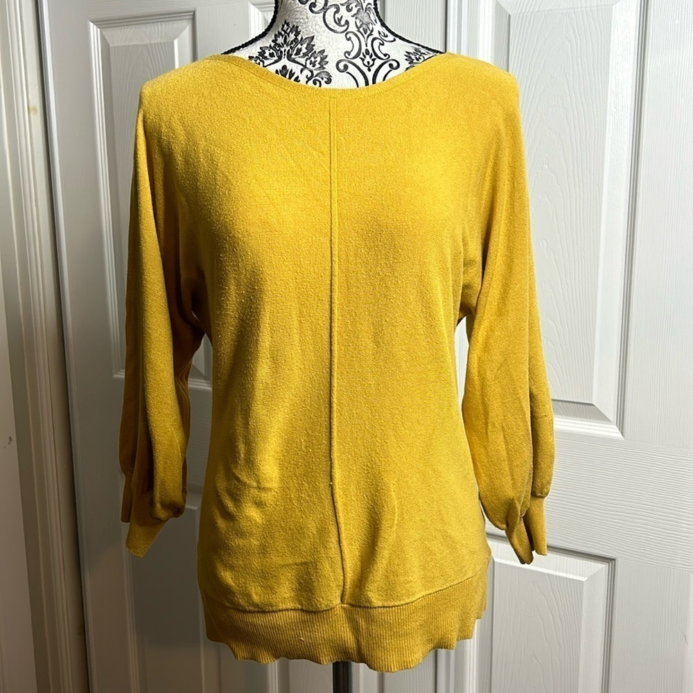 Max Studio Mustard Yellow M Front Line Dolman Sleeve M